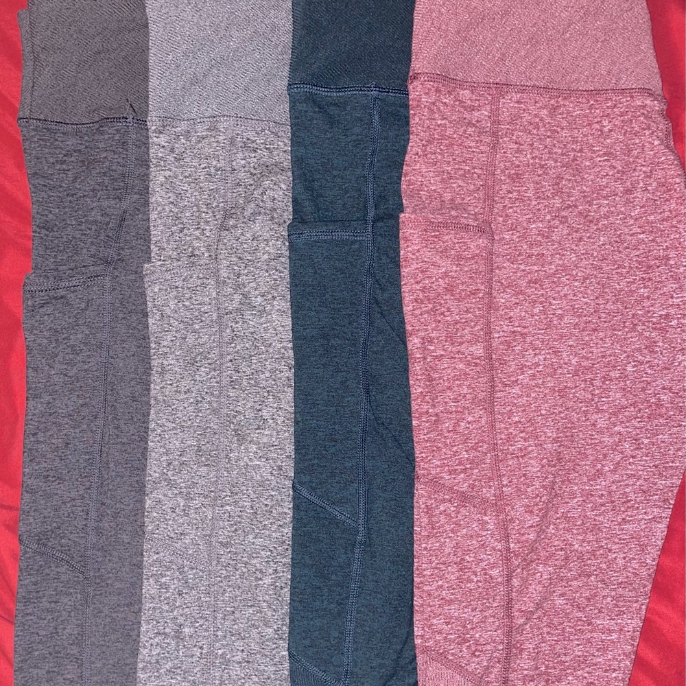 FOUR High Rise Rib Detailed, Soft Pocket Leggings, Full Length. Mediums.